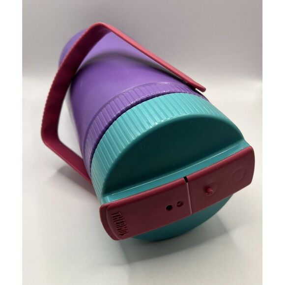 Vtg 90's Thermos Travel Container Beverage Cooler Purple Teal Pink - Picture 4 of 6